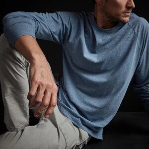 NWT James Perse High Twist Recycled Jersey Raglan Heather Blue Size 0